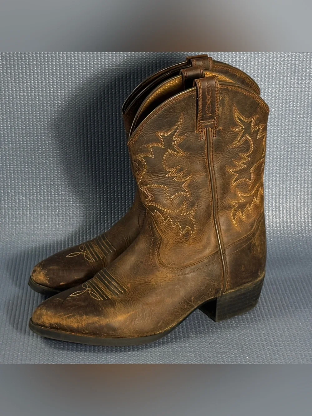 Ariat 4LR Style Heritage Western Brown Leather Boots Big Kid Size 3.5